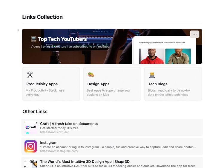 Link Collection Template | Free Craft Templates